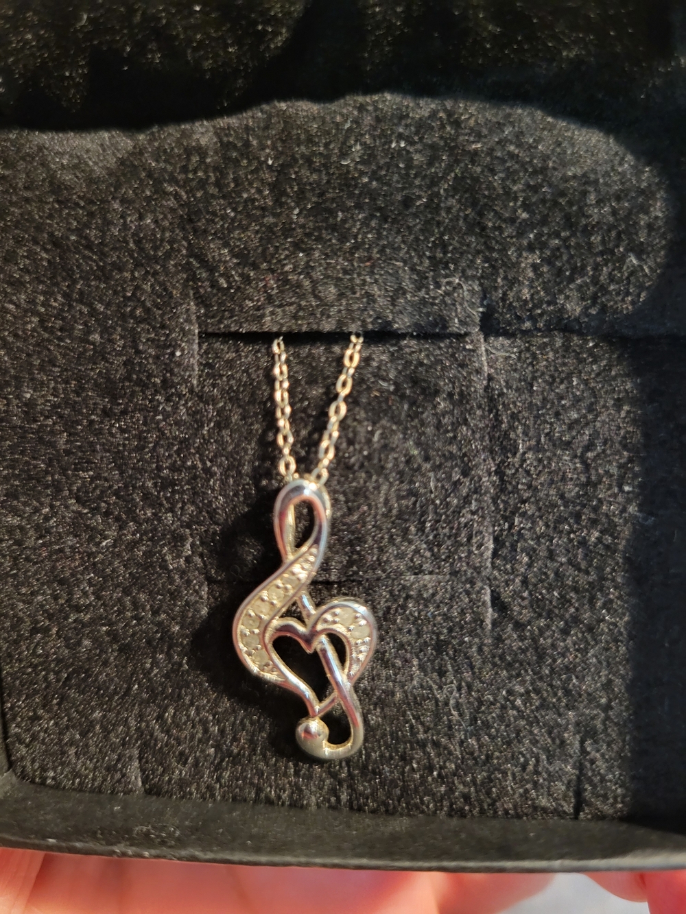 Silver Treble Clef Heart Pendant Necklace New
